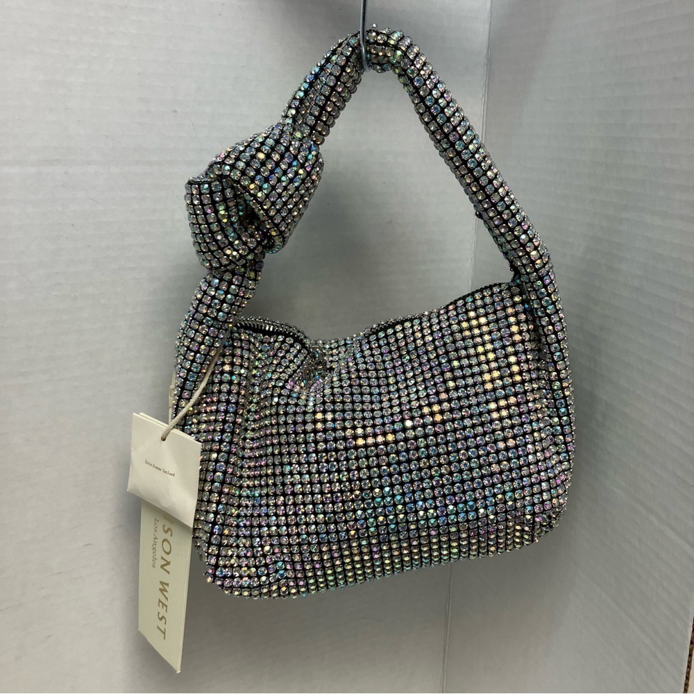 Madison West Knotted Aurora Boraelis Rhinestone Dumpling-style Evening Handbag - Picture 8 of 16
